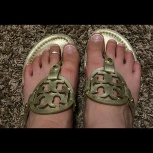 Tory Burch gold flip flop sandals size 7.5